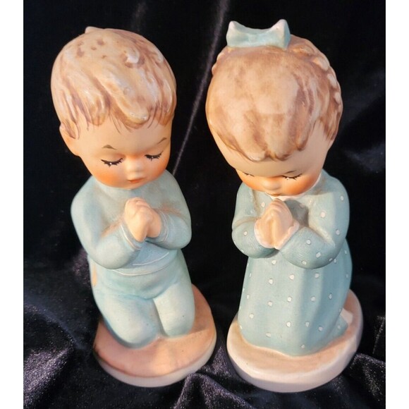 Goebel Figurine A Child’s Prayer Ceramic 1957 Hummel - Set of 2, Boy & Girl - Picture 1 of 4